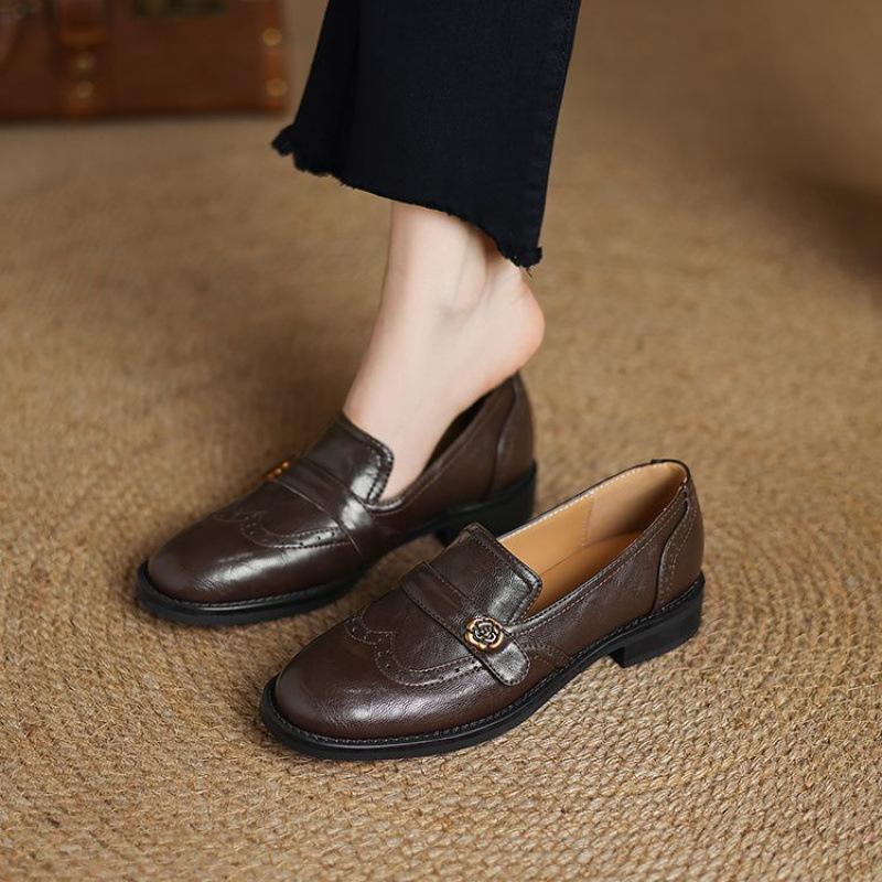 

Four seasons wear comfortable casual single shoes new low heel foot cover women s lazy shoes round head platform women s shoes rubber soft sole 39 коричневый