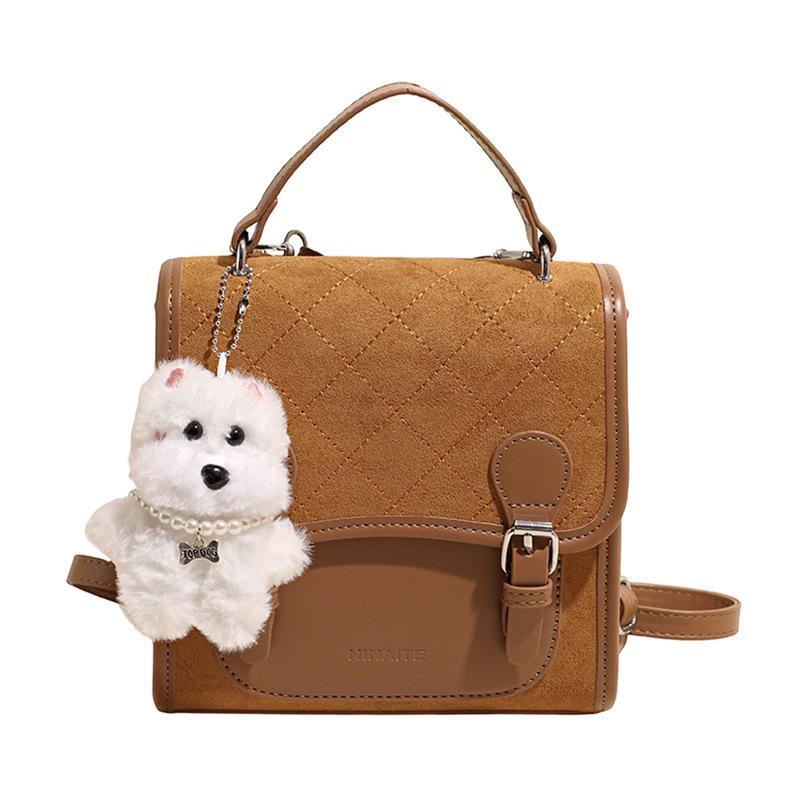 Frosted retro backpack women's casual niche design student schoolbag trend multi-functional messenger small square bag