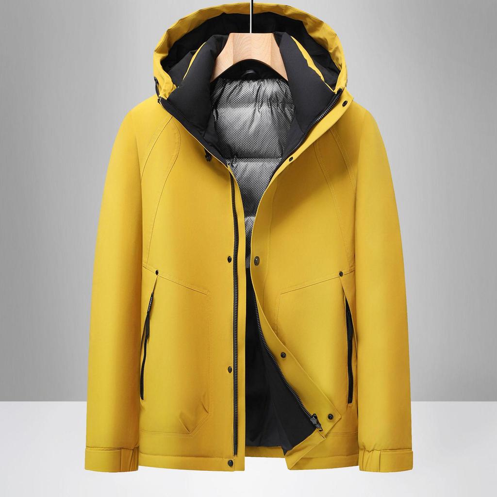 High Fill Power Men's Hooded White Duck Down Jacket - Trendy, Thickened, Cold Protection