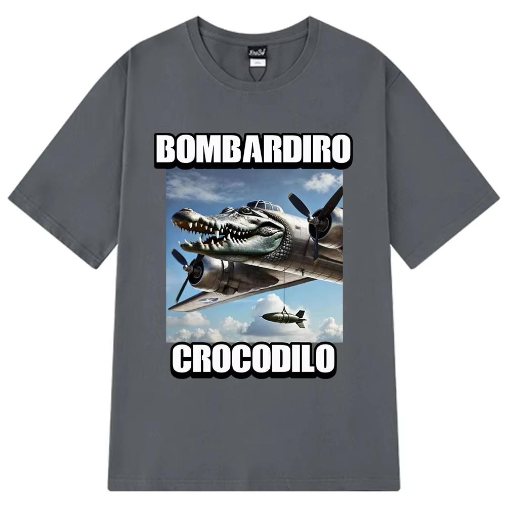 Bombardiro Crocodilo Funny Crocodile Plane Bomber T-shirt Men Women Casual Cotton Short Sleeve T Shirts Comfort O-Neck T-shirts
