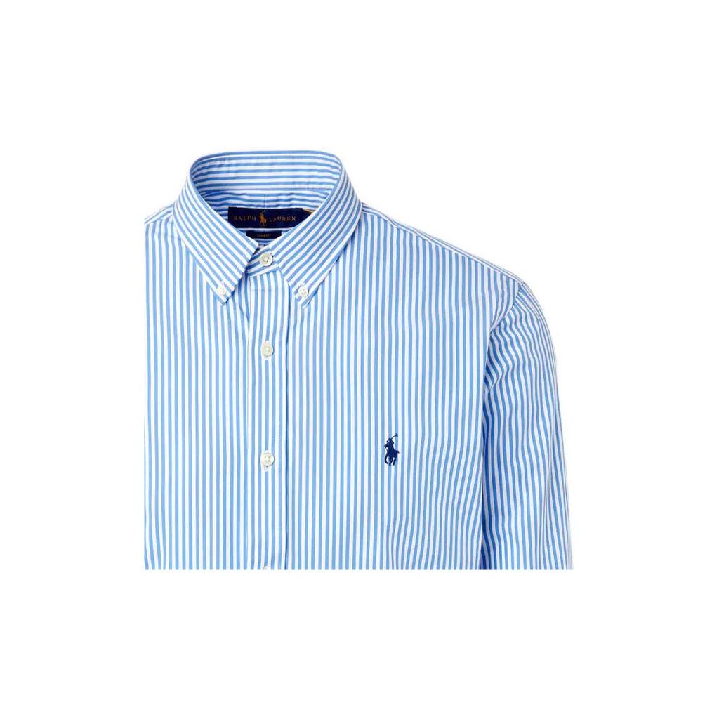 Polo Ralph Lauren Logo Embroidered Striped Print Polo Shirt Men Shirts Blue 710859881-001