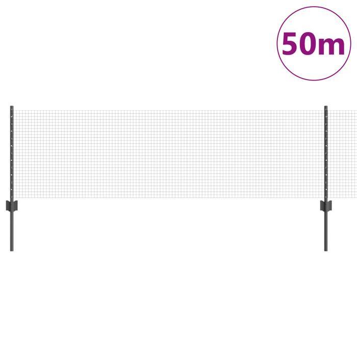 VidaXL Clôture en fil soudé avec 22 poteaux en U Gris 0,6x50 m Acier 3336626