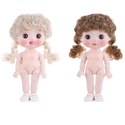 Kawaii 1/6 BJD Movable Joint Doll Body Beautiful Big Head Doll  with Hair  Children