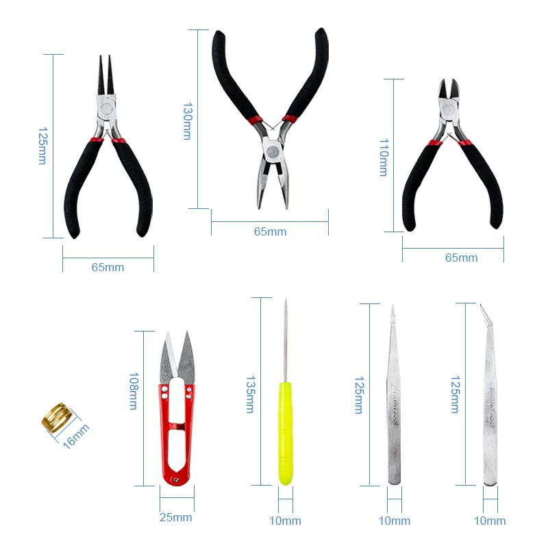8-teiliges Edelstahl-Schmuckherstellungswerkzeug-Set mit Zange, Spitzzange, Schere, Pinzette, Perlenwerkzeug-Kit für Armband, Halskette DIY