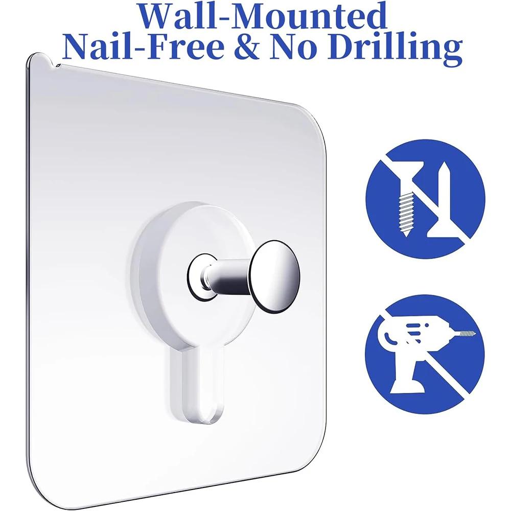 10/100Pcs Transparent Self-adhesive Wall Hooks Photo Frame Clock Screw Hook No Drilling No Nail Hanging Hangers Holder Organizer