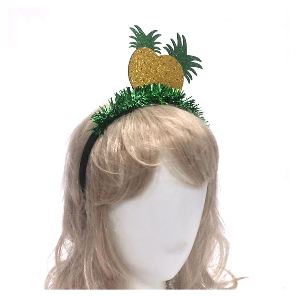 Havajská tématická pokrývka hlavy s tropickým ovocem, prázdninová čelenka do vlasů s třpytivým práškem pro party nadšence a milovníky léta