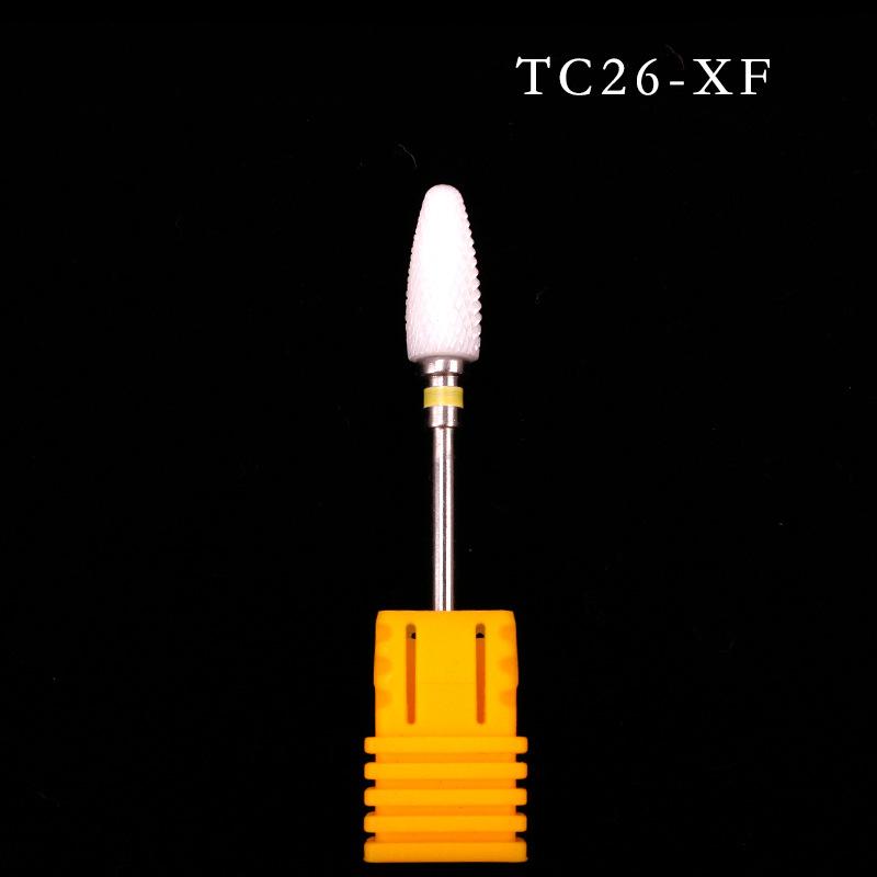 Nail Art Ceramic Grinding Head, Single Corn Bullet Cylindrical Rocket-Shaped Nail Electric Grinding Machine Accessories Grinding Head