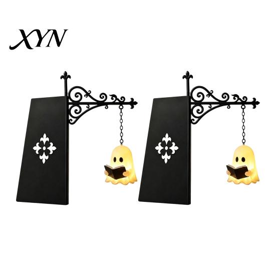 Buchstütze Lampe Dekoration Geist Bücherregal Nachtlicht, Leseleuchte mit Schiebeschiebeplatte, Heimdeko Licht Vintage Eisen Gemütlich Warm für