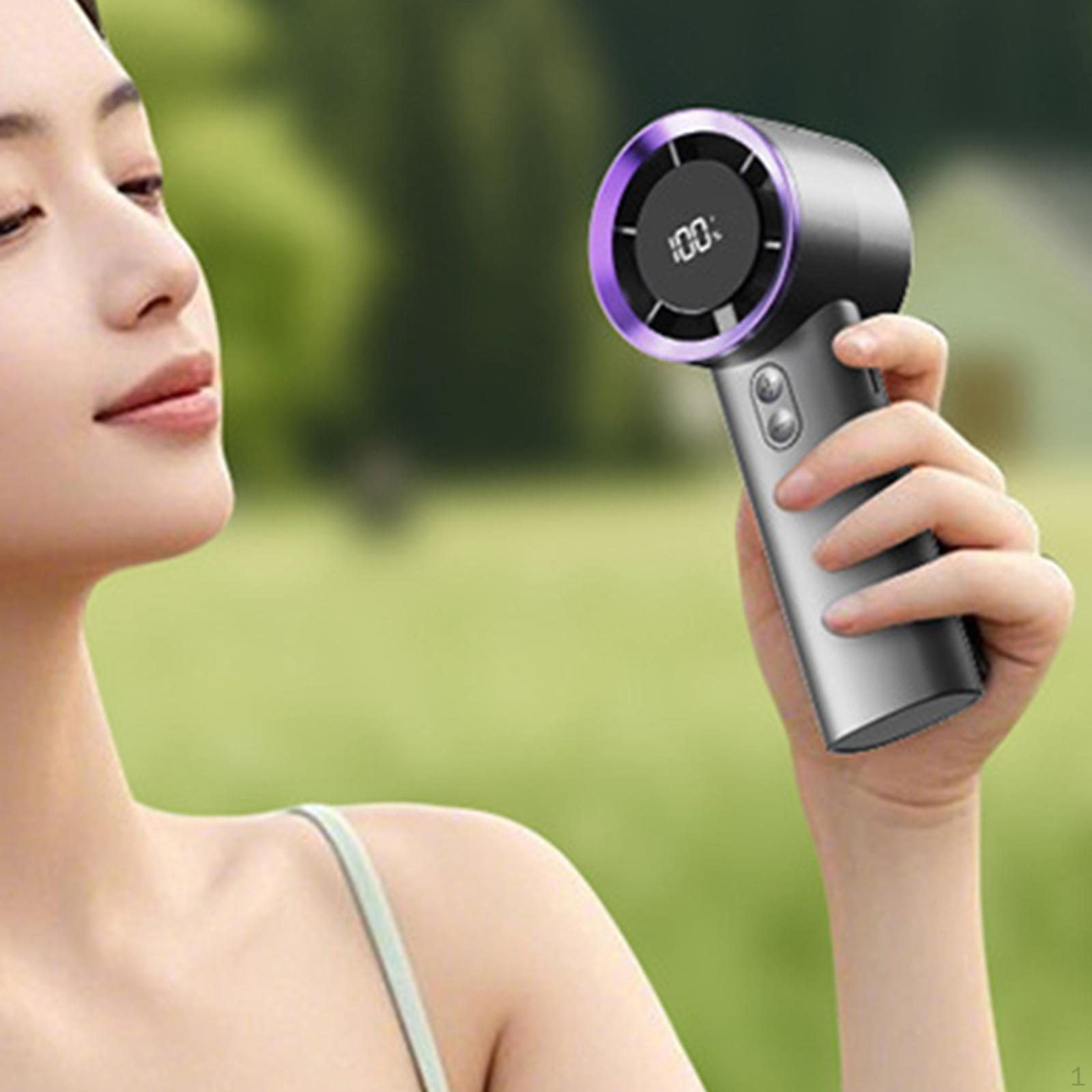 

Mini Handheld Fan 100 Speeds Adjustable Rechargeable Strong Wind Personal Summer Cooling for сірий колір