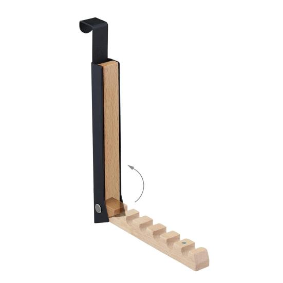 Foldable Over-the-Door Hook Rack with 6 Swivel Hooks Portable No-Drill Organizer for Travel Hotel Home Non Slip Door Hanger for Clothes Towels Bags