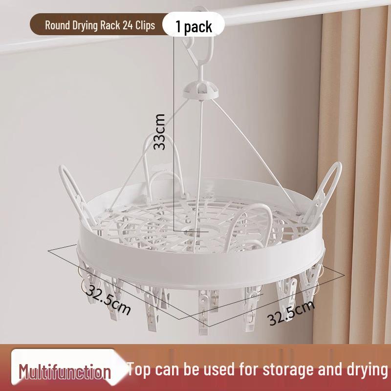 Windproof Multifunctional Clothes Drying Rack with Clips for Socks and Underwear