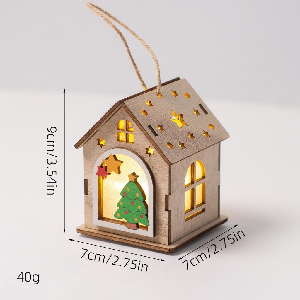 Christmas Luminous Wooden Cabin Ornament - Small House Tree Decoration