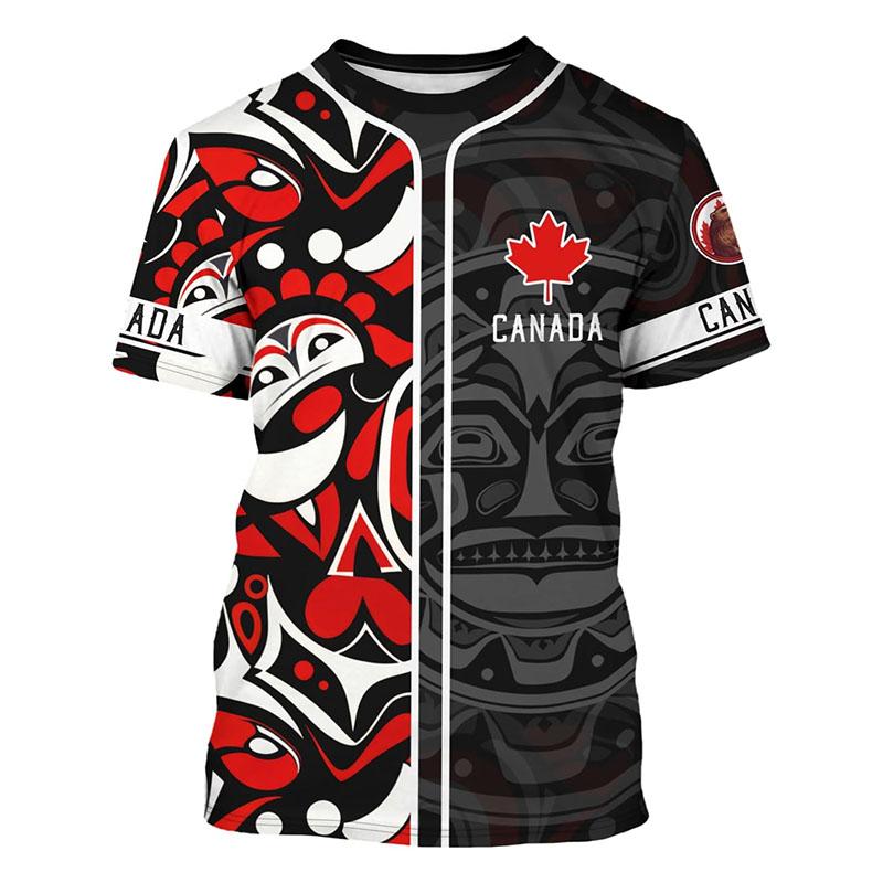 2025 Mode Nouveau T-shirt Canada Vêtements Homme Harajuku Street Fashion T-shirts Impression 3D Feuille d'érable Motif Cerf T-shirt Populaire Top