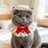 Cat Costumes Breathable Cotton Adjustable Sun Hat And Scarf Set with Bow Decor Pet Clothes for Party Photography Props