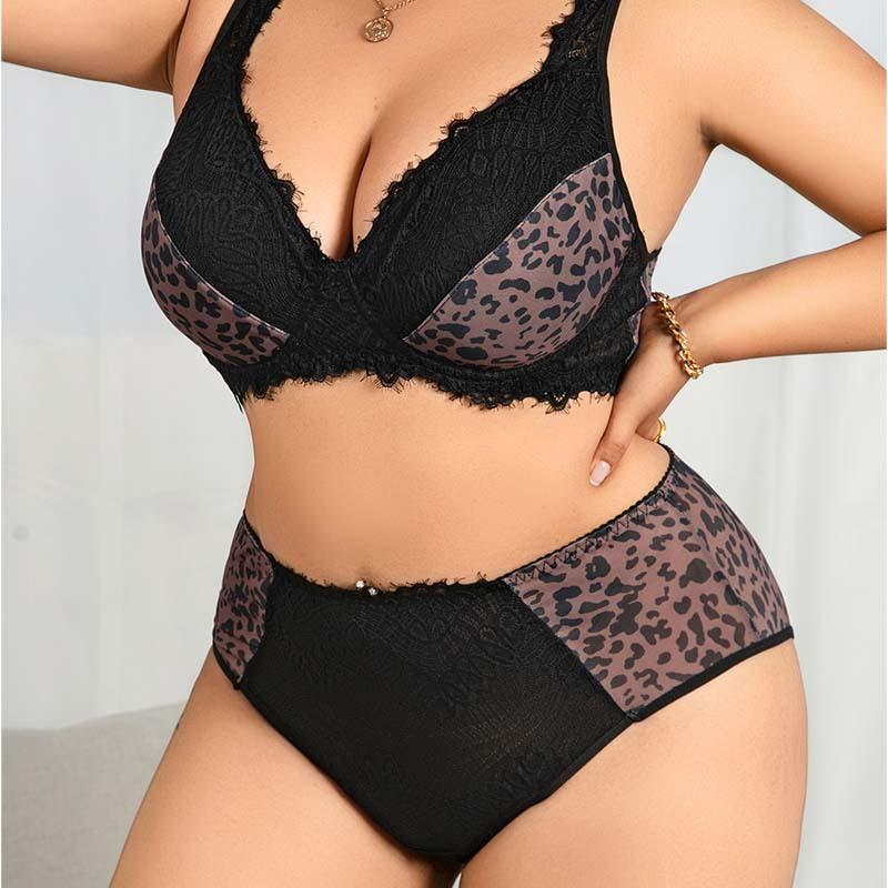 Europeisk og Amerikansk Pluss Størrelse Sexy Justerbar BH Push Up og Side Brystkontroll BH Sett