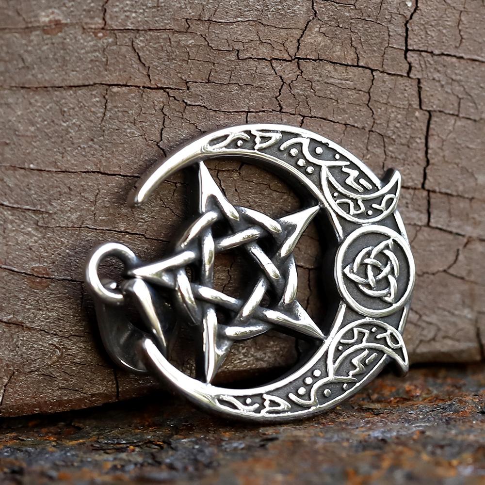 Witch Celtic Cross With Knot Pendant Necklace Rune 316L Stainless Steel Men Chain Odin Gothic Amulet Jewelry Gifts