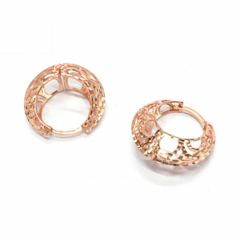 585 Purple Gold Plated 14K Rose Gold Hoop Earrings for Women Fashion Hollow Party Dinner Jewelry for Girlfriend Gift