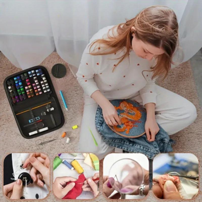 Nähset Komplettset mit Fäden Nadeln Schere Maßband Knöpfen und mehr für DIY Handarbeitsprojekte Zuhause und auf Reisen