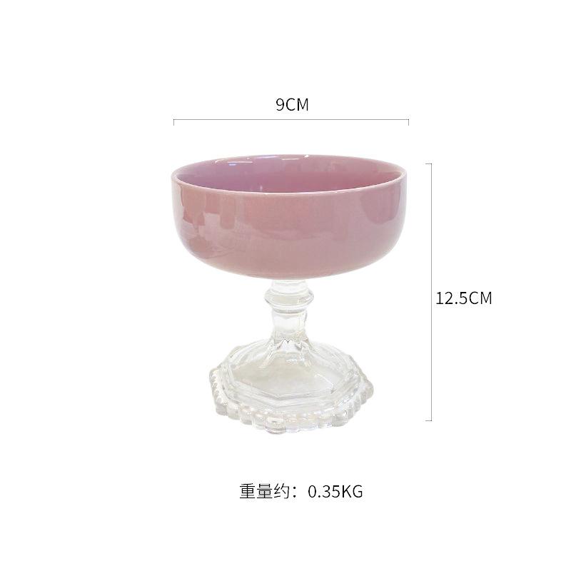 Französische Retro-Dessertschale, hochästhetische Eiscreme-Tasse mit hohem Fuß, kreative hölzerne Schüssel mit hohem Fuß, für Zuhause, Eiscreme-Puddingbecher