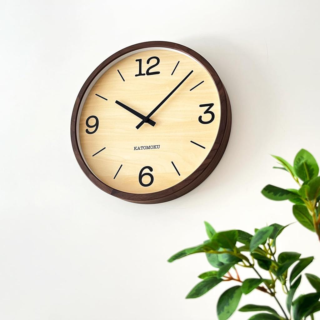 KATOMOKU muku clock 20 Walnut wall clock with continuous second hand km-137WARC 382mm (radio-controlled clock)