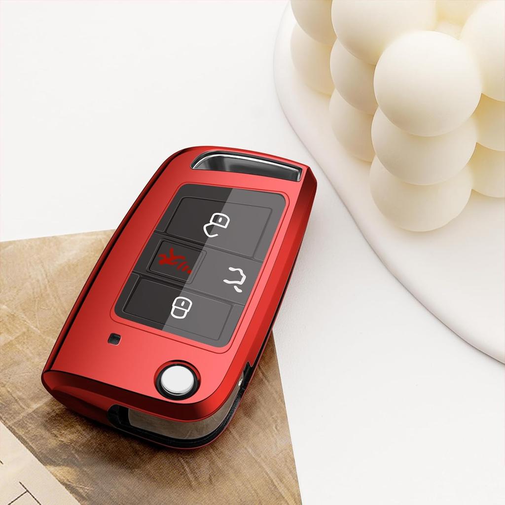 Car Key Fob Cover Compatible with Volkswagen VW GTI MK7.5 MK7 Flip Key Case Holder Protector Accessories    2018 2017 2016 2015