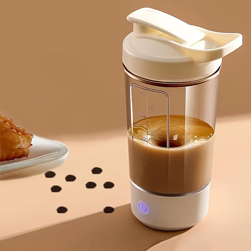 1pc Portable USB Electric Blender Cup - Automatic One-Touch Operation, Transparent with Measurement Markings, Food-Grade PP Mini Handheld Milk