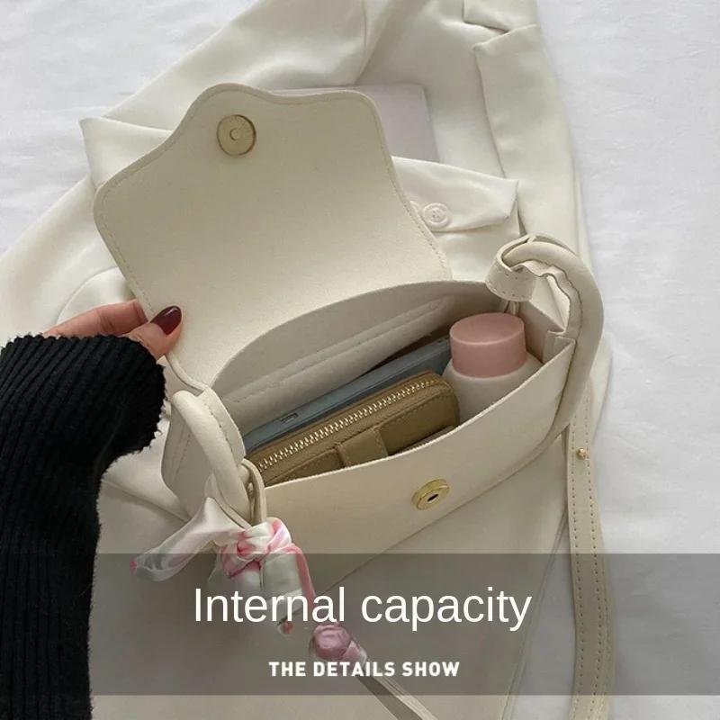 Hot Models Cute Lovely Women's Small Square Shoulder Bag Fashion Women's Crossbody Simple Women's Purse Handbag with Scarf