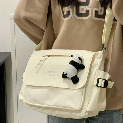 Large-capacity New Student Messenger Bag Women's Versatile Solid Color Simple Mailman Bag Junior High School Make-up Shoulder Bag