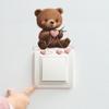 Pink Heart Brown Bear Switch Sticker Self-Adhesive Removable Wall Sticker Hallway Living Room Home Decor