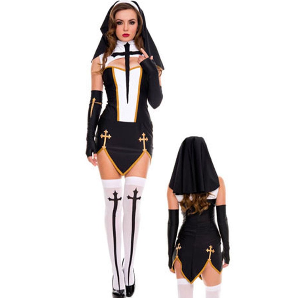 Women Halloween Nun Costume Set Soft And Breathable Polyester Materials Sexy Nun Costume Gift Idea