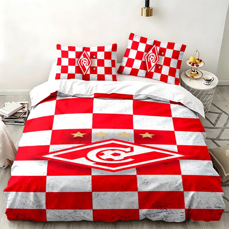 FC Spartak Moskau 3-teiliges Set Perfekt für das Schlafzimmer Bequemes Bettwäsche-Set enthält einen Bettbezug und zwei Kissenbezüge Ideales Geburtstags- oder Weihnachtsgeschenk
