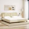 VidaXL Lit avec matelas crème 200x200 cm tissu, meuble de chambre à coucher, lit double, cadre de lit incurvé, sommier, lit 3208560