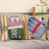 Sardines Can Decorative Throw Pillow Covers 18 x 18 Set of 4, Beach Coastal Fish Fisherman Aesthetic Porch Outdoor Home Decor, Retro Nautical Plaid
