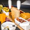 Bamboo Board for Cold Cuts, Cheeses and Snacks + Set of Knives and Forks As a Gift