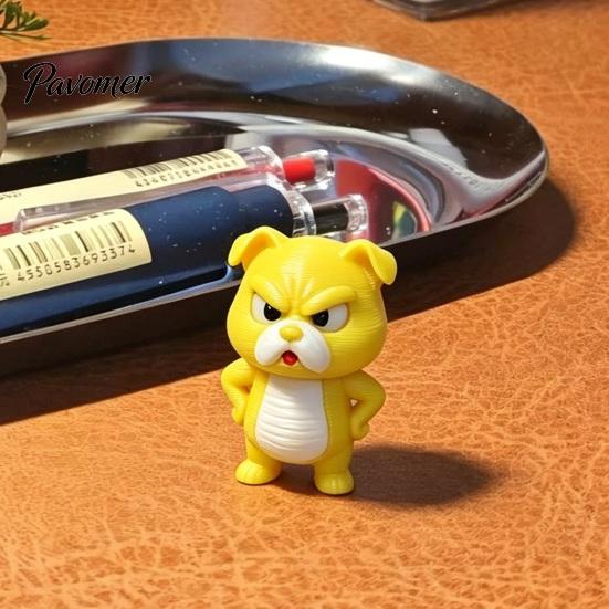 Fun Novelty Desk Items Little Yellow Dog Ornament, 3D Printed Durable PLA Cute Cartoon Figurine Figurine, Funny Arrogant Statue for Home Office Shelf