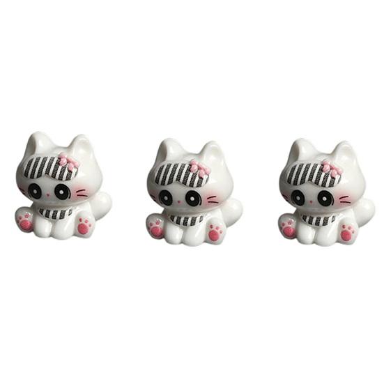 3 Pezzi Mini Gatti in Resina, Gatti in Miniatura Cartoni Animati Modello Animale per Giardino delle Fate, Paesaggio Muschio, Artigianato Terrario Fai-da-te, Decorazione per Torta