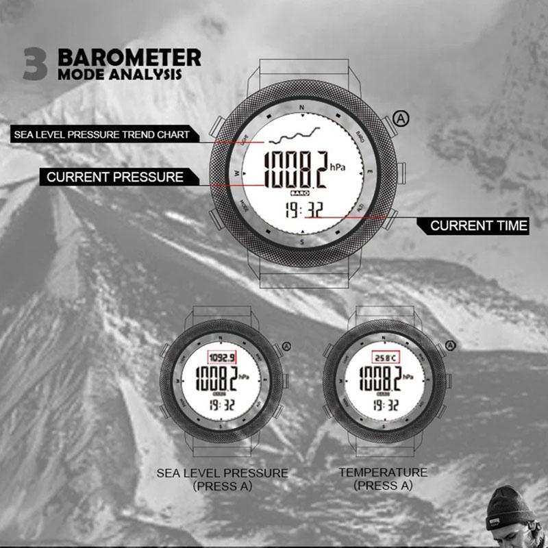 NORTH EDGE APACHE-46 Heren Digitale Horloge Buiten Sport Hardlopen Zwemmen Buiten Sport Horloges Hoogtemeter Barometer Kompas WR50M