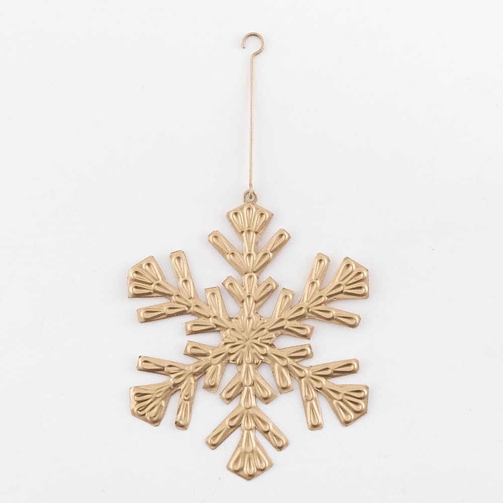 Shesay Embossed Tin Snowflake Nordic Christmas Tree Snowflake Display Large Silver Ornament, Ornament, (7.4cm Tall),