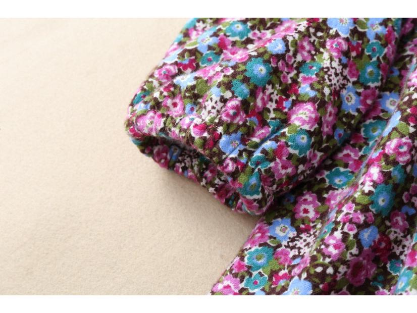 Mädchen Strickkleid mit dickem Blumenmuster - Fleecegefüttert für Frühling & Herbst