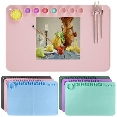 Silicone Painting Mat Pigment Palette Non-Stick Art Craft Mat For Painting Ink Blending Watercoloring Stamping
