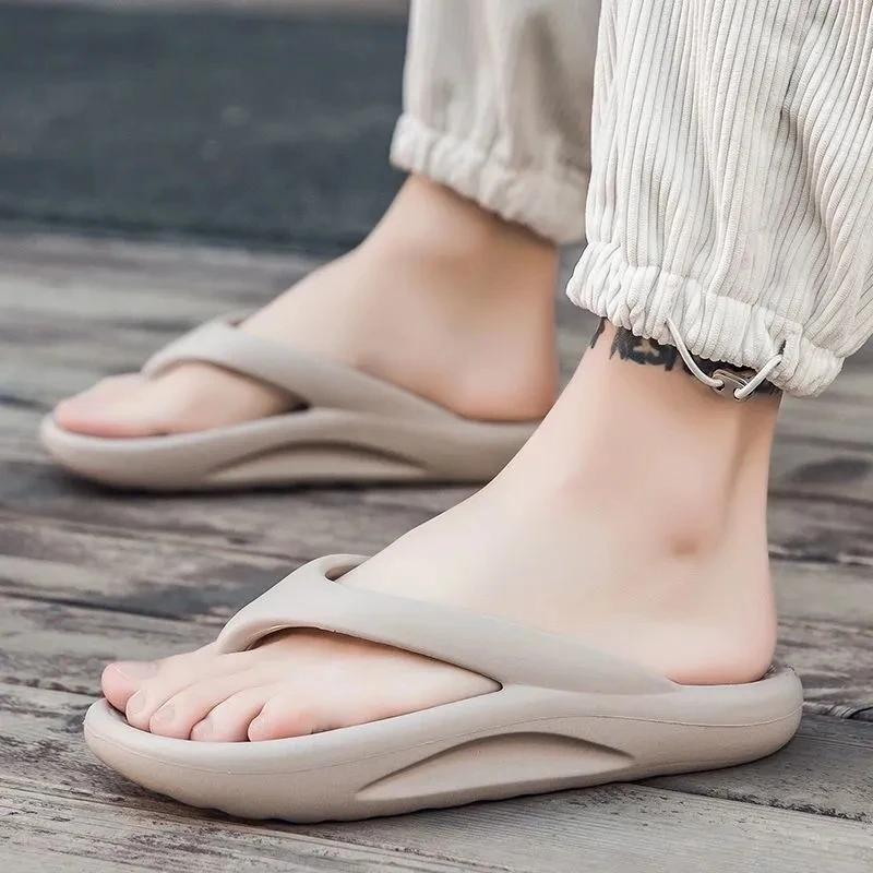 Big size 45 Summer Slippers for Mens 2024 New Cool Casual Home Solid Flip Flops Male Outside Thick Sole Sandals Beach Shoes