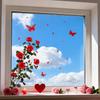 Festivaldeko Valentinstag Rote Rose Schmetterling Aufkleber Transparent Glasaufkleber Für Wohnzimmer Festliche Atmosphäre