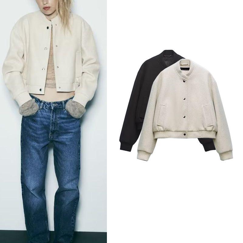 Spring New Arrival Women's Baseball Uniform Rib Stand Collar Loose Soft Pilot Jacket Outwear 3046272