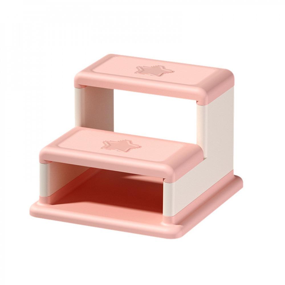 Folding Kids Step Stool, Double Layer Movable Toddler Stool for Sink & Toilet, Bathroom Foot Stool
