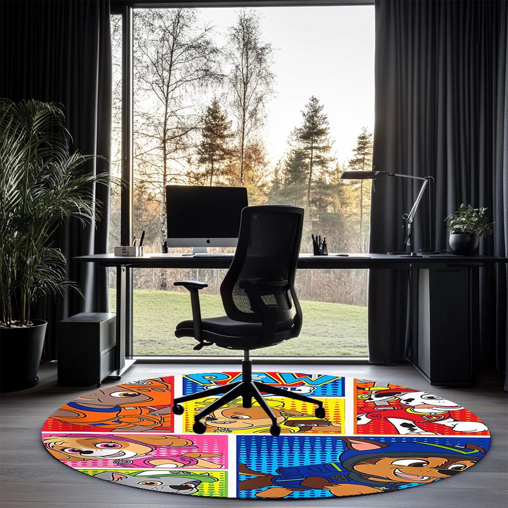 PAW Patrol Printed Round Rug Carpet Chair Rug Area Rug Entryway Doormats,for Office Chair Living Room Bedroom Kitchen Room.
