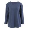 Shop   Women Basic Round Slub CoTTon 3 4 Sleeve T shirT Dai Wsh 1003 Blue