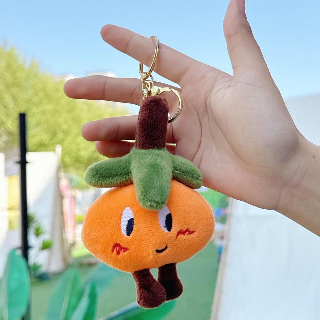 Persimmon Ruyi Plush Pendant: Creative Cartoon Fruit Keychain & Bag Accessory
