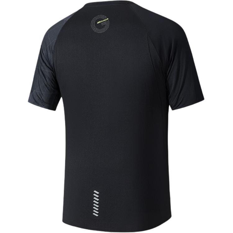 Anta Comfortable Simple Versatile Letter Insert Shoulder Sports Quick-Dry Short Sleeve T-Shirt Men Tops Basic-Black 152530132-3
