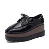Platform Muffin Shoes Women's Deep Mouth Square Head Lace-up High Heels Wedge Heels Single Shoes British Style HZB-763-28