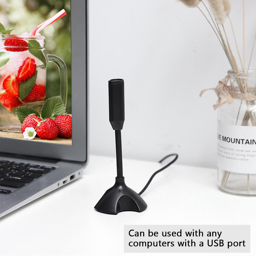 Mini Condenser USB 2.0 Microphone Flexible Desktop Stand Mic for PC Laptop